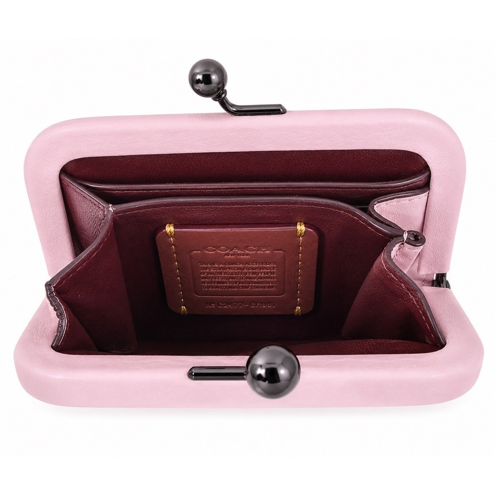 Coach 1941 Kisslock Coin Purse Pink Leather Coin Case Gunmetal Hardware - Picture 3 of 9